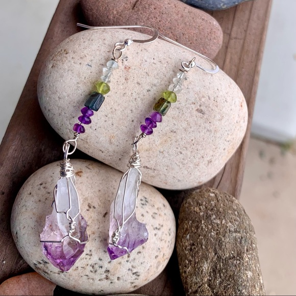 Amethyst Crystal & Bead Earrings - Picture 13 of 16